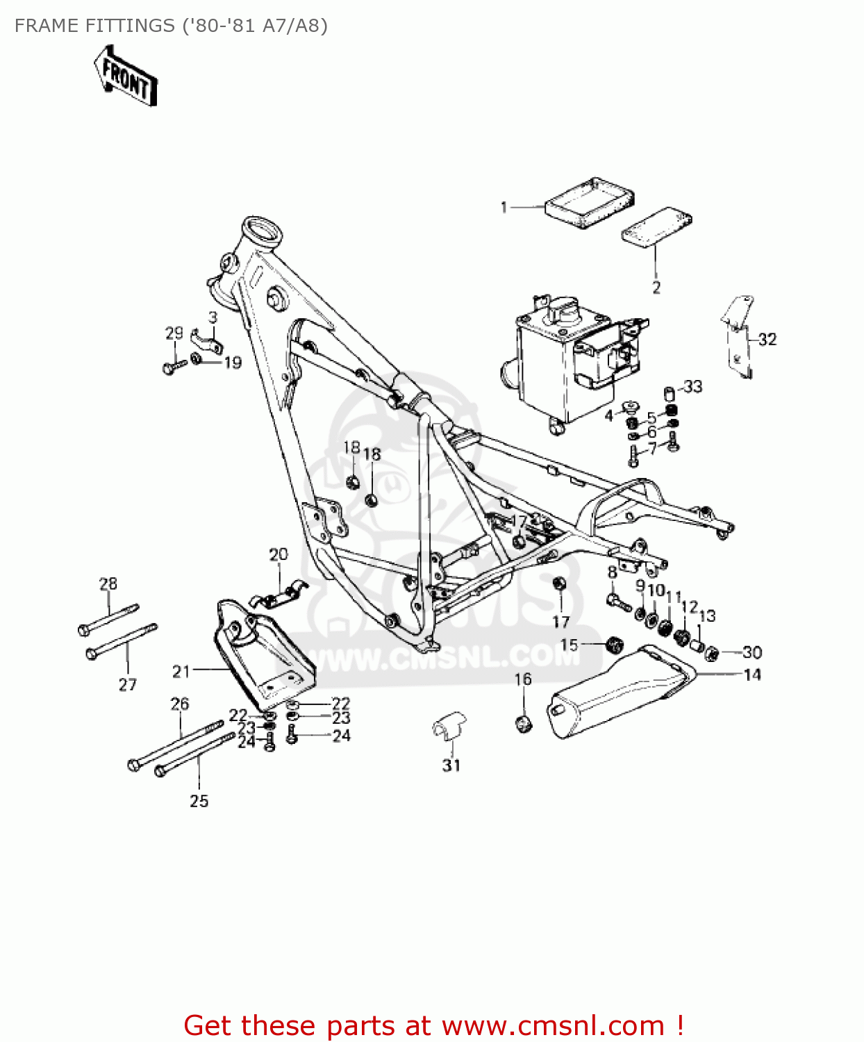 FRAME FITTINGS ('80-'81 A7/A8) KE125-A7 KE125 1980 USA CANADA