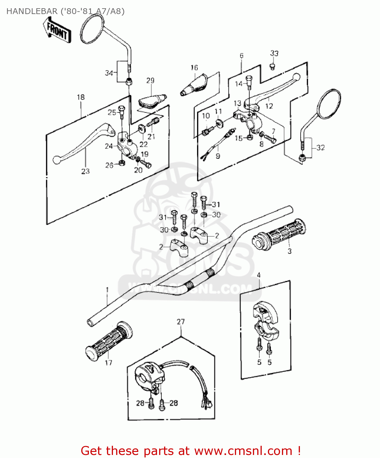 HANDLEBAR ('80-'81 A7/A8) KE125-A7 KE125 1980 USA CANADA