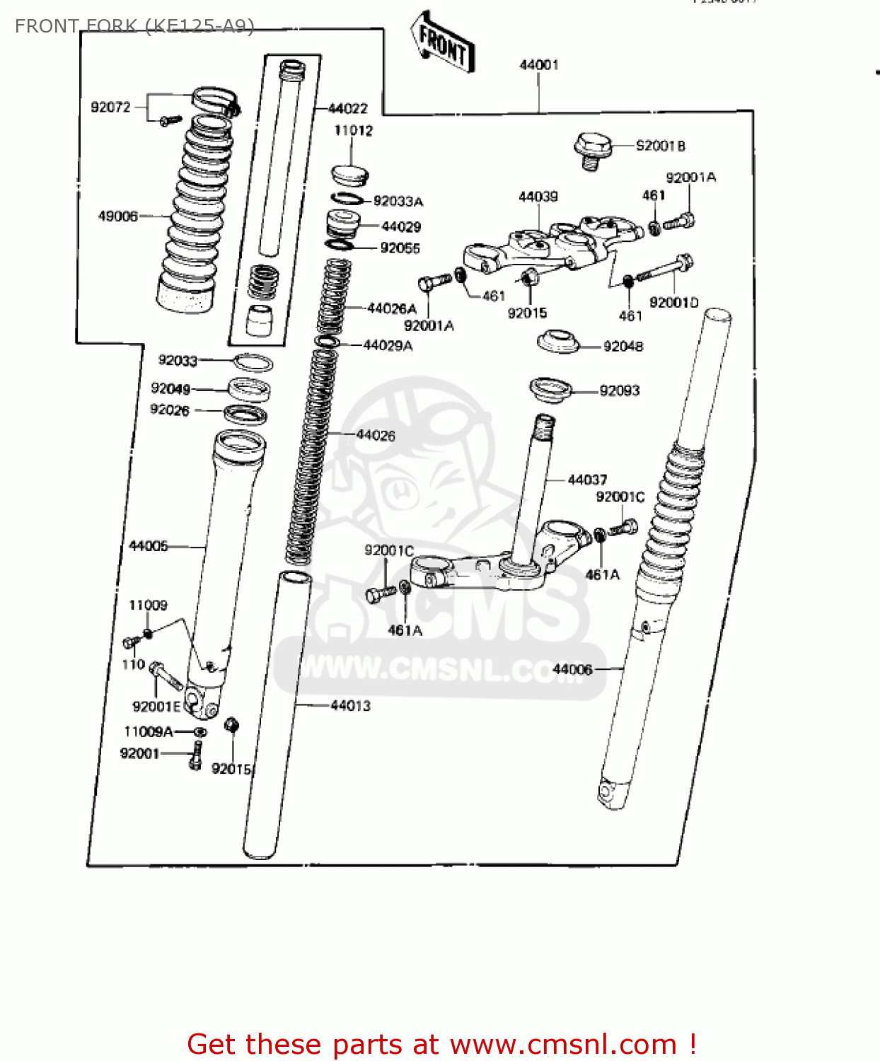 FRONT FORK (KE125-A9) KE125-A7 KE125 1980 USA CANADA