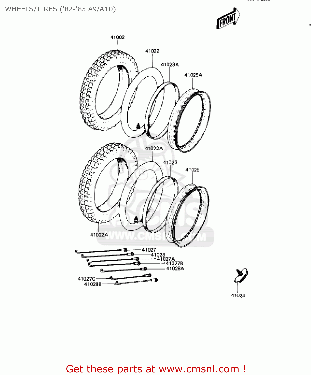 WHEELS/TIRES ('82-'83 A9/A10) KE125-A7 KE125 1980 USA CANADA
