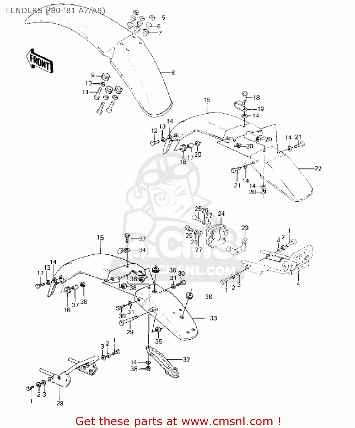 FENDERS ('80-'81 A7/A8) KE125-A7 KE125 1980 USA CANADA
