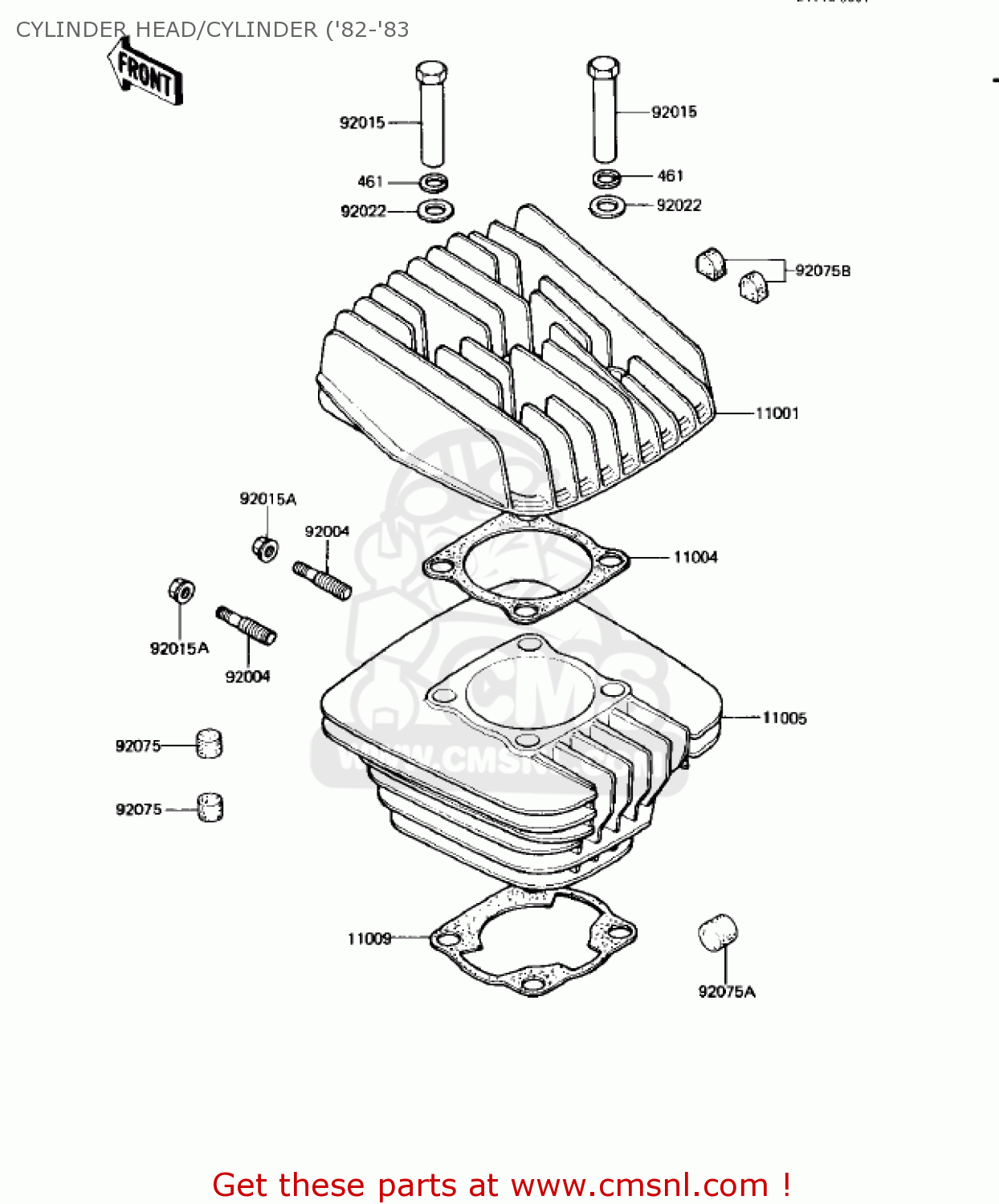 CYLINDER HEAD/CYLINDER ('82-'83 KE125-A7 KE125 1980 USA CANADA