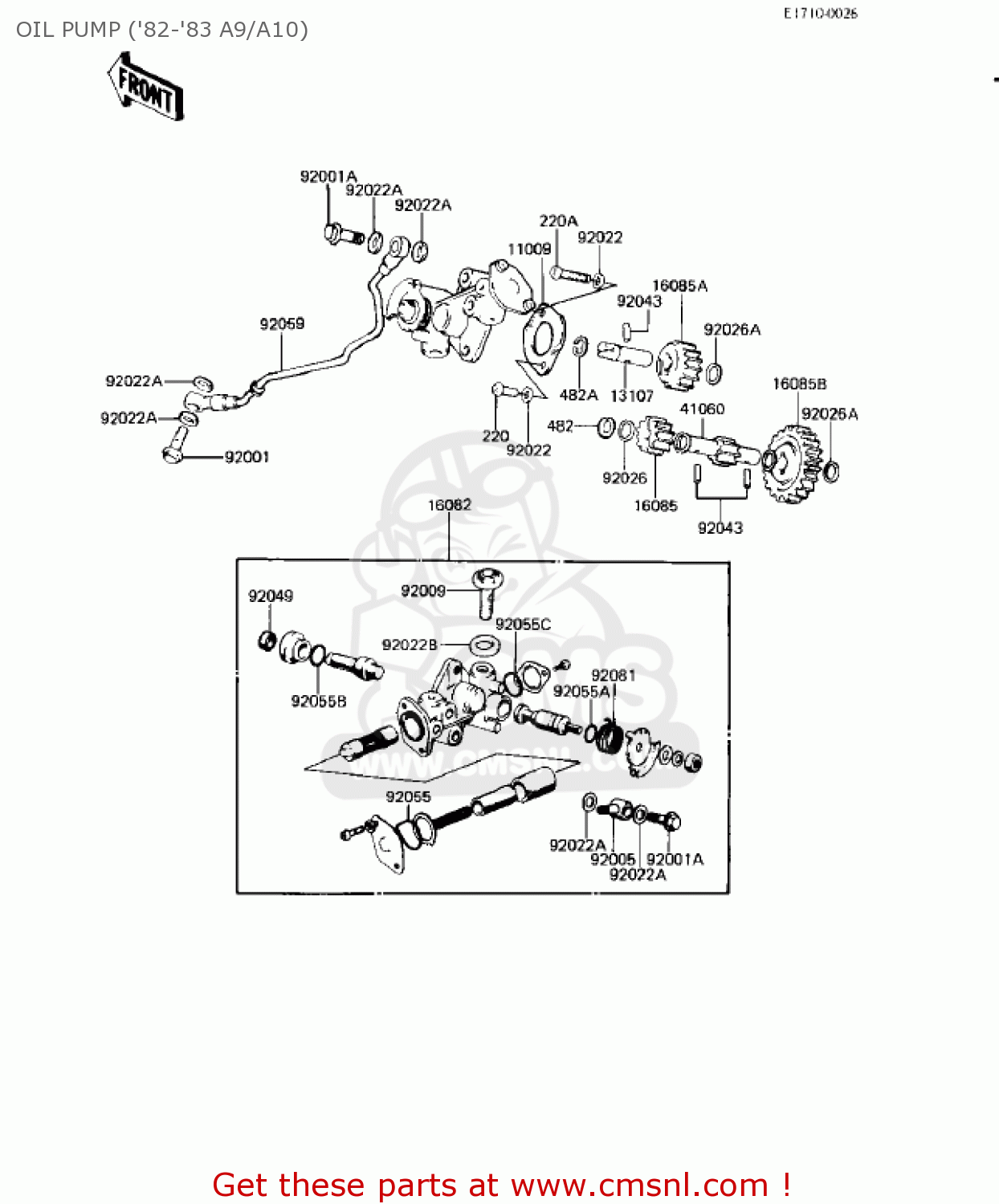 OIL PUMP ('82-'83 A9/A10) KE125-A7 KE125 1980 USA CANADA