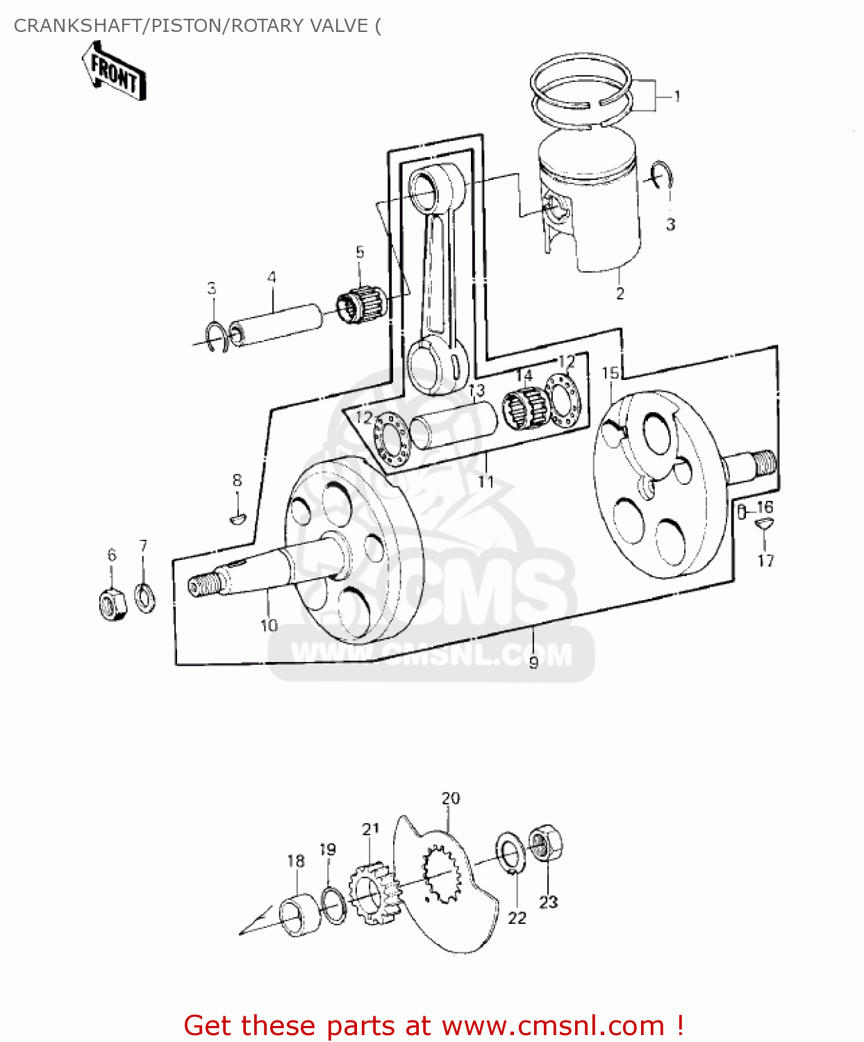 CRANKSHAFT/PISTON/ROTARY VALVE ( KE125-A7 KE125 1980 USA CANADA