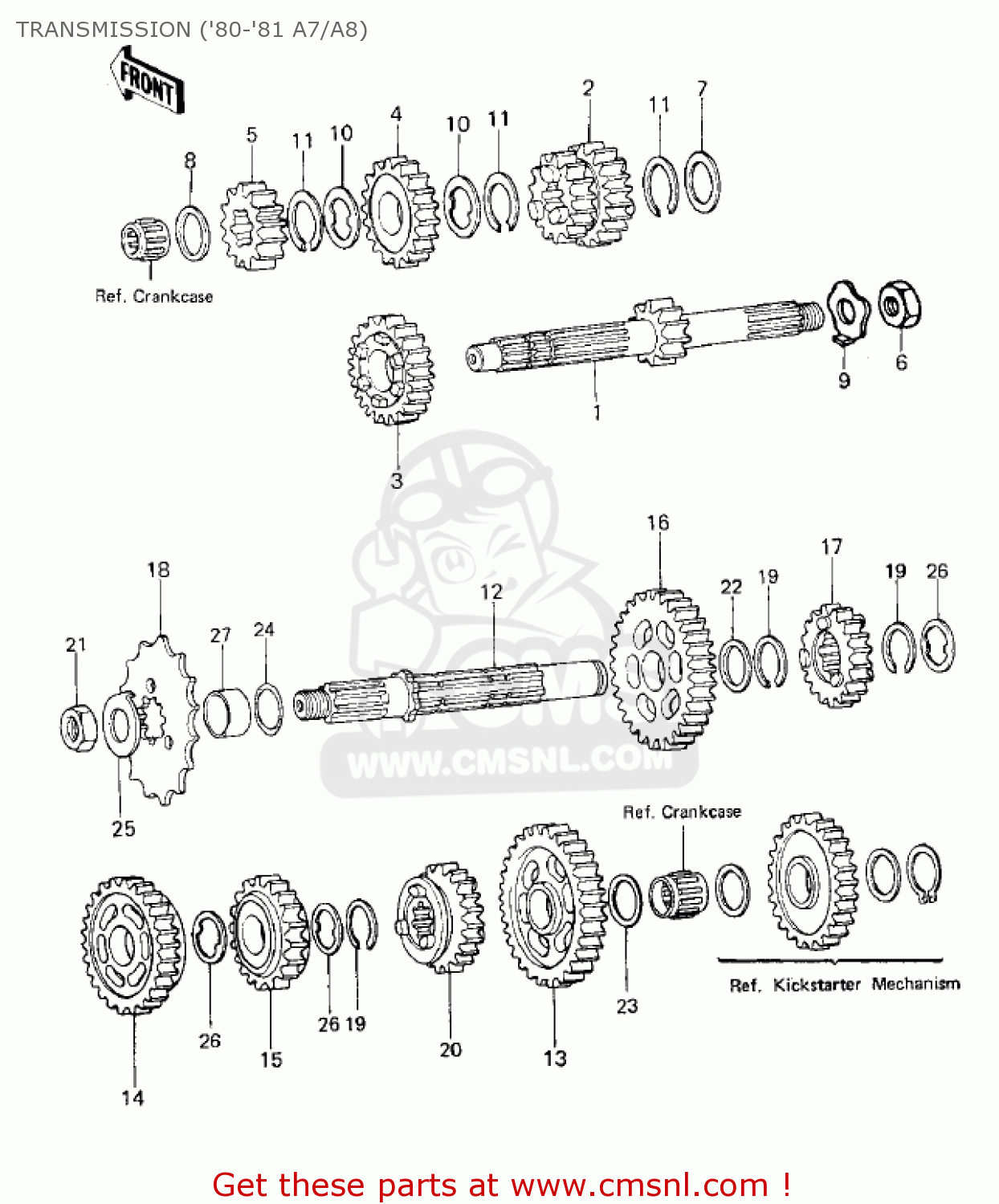 TRANSMISSION ('80-'81 A7/A8) KE125-A7 KE125 1980 USA CANADA