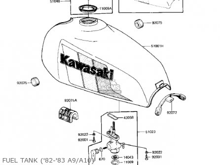 FUEL TANK ('82-'83 A9/A10) - KE125-A7 KE125 1980 USA CANADA