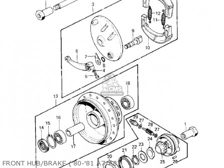 FRONT HUB/BRAKE ('80-'81 A7/A8) - KE125-A7 KE125 1980 USA CANADA
