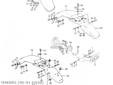 FENDERS ('80-'81 A7/A8) - KE125-A7 KE125 1980 USA CANADA
