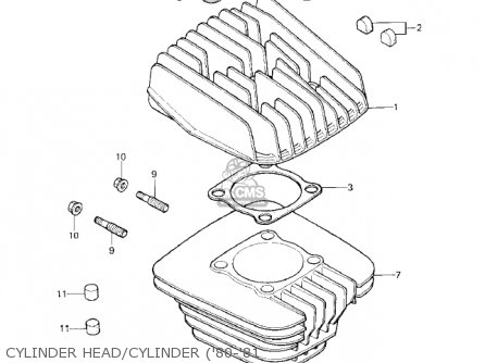 CYLINDER HEAD/CYLINDER ('80-'81 - KE125-A7 KE125 1980 USA CANADA