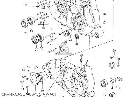 CRANKCASE ('80-'81 A7/A8) - KE125-A7 KE125 1980 USA CANADA