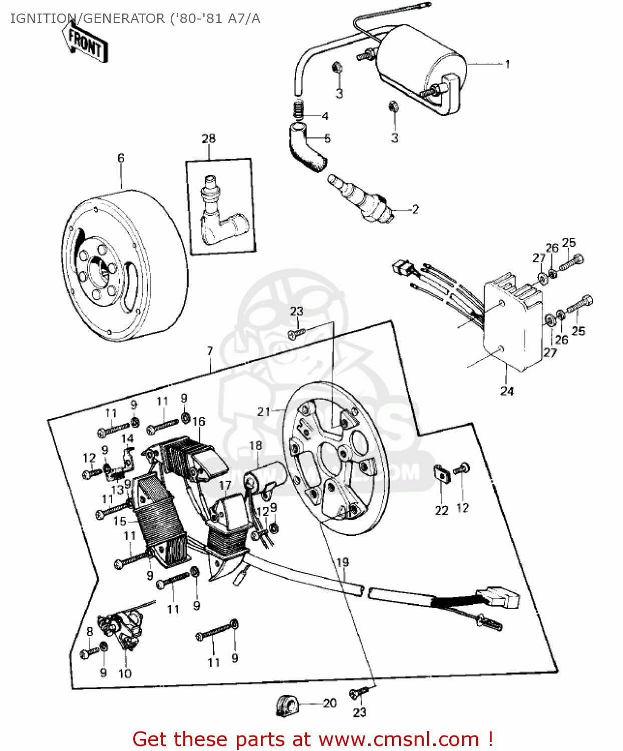IGNITION/GENERATOR ('80-'81 A7/A KE125-A8 KE125 1981 USA CANADA