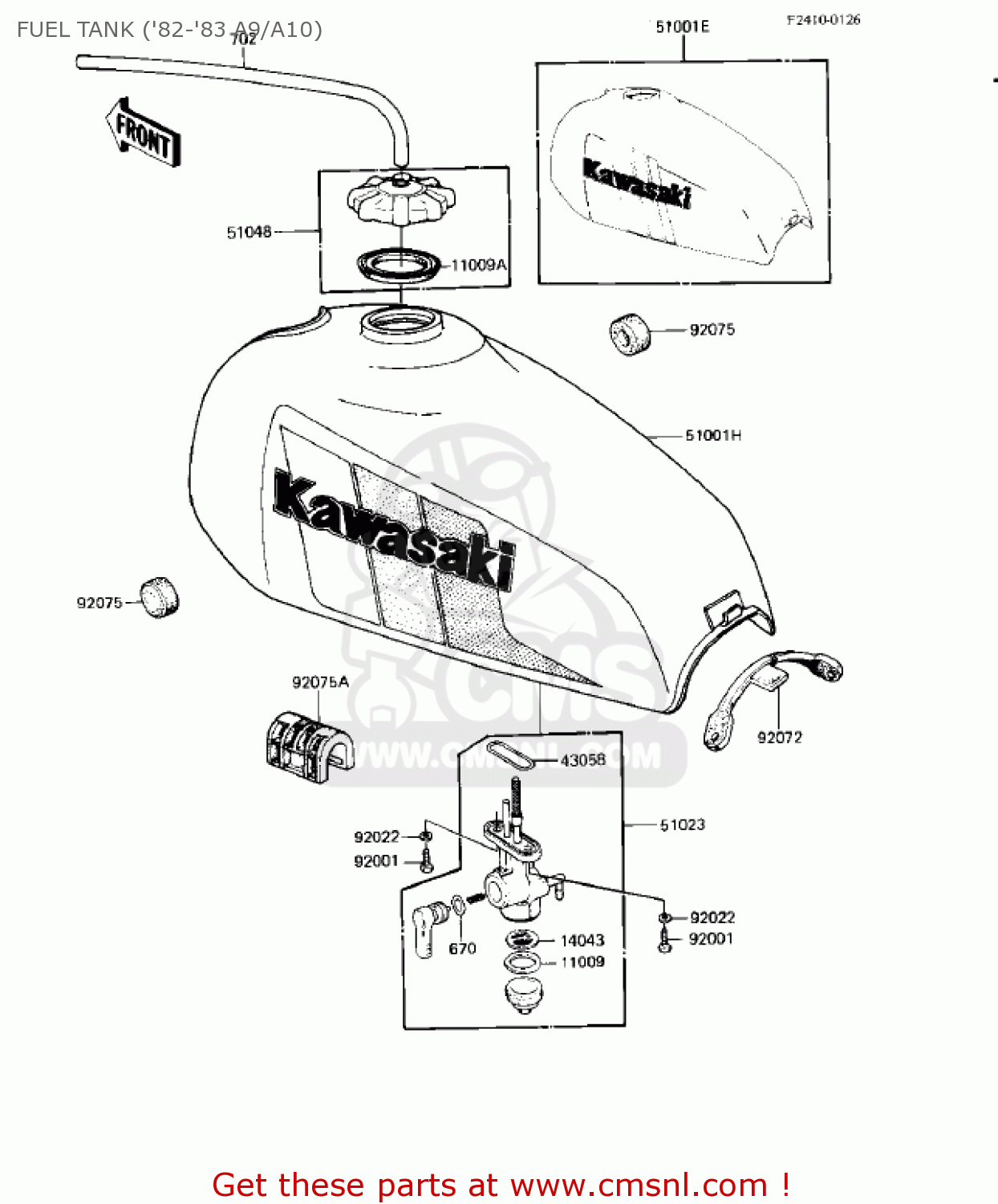 FUEL TANK ('82-'83 A9/A10) KE125-A8 KE125 1981 USA CANADA