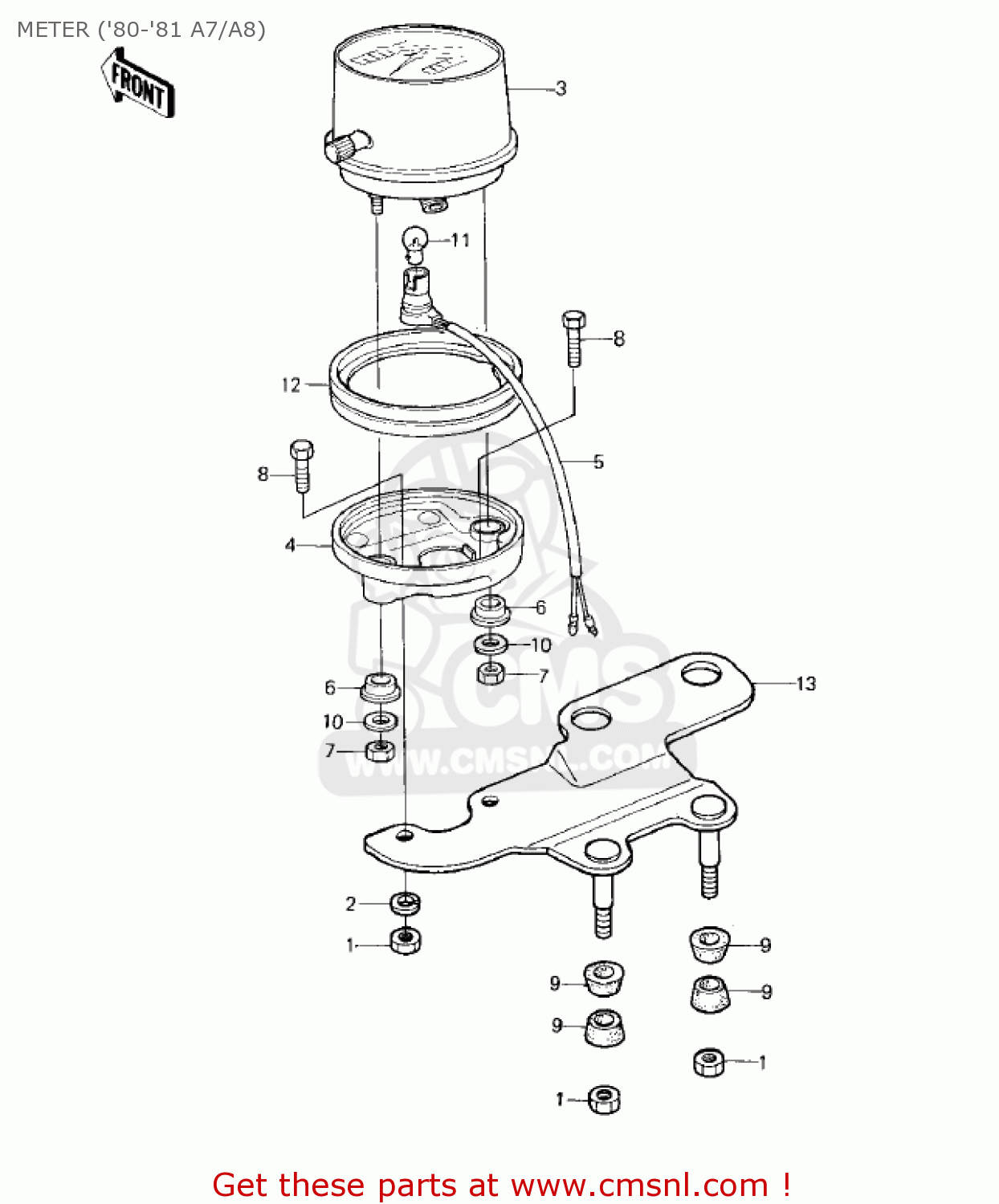METER ('80-'81 A7/A8) KE125-A8 KE125 1981 USA CANADA