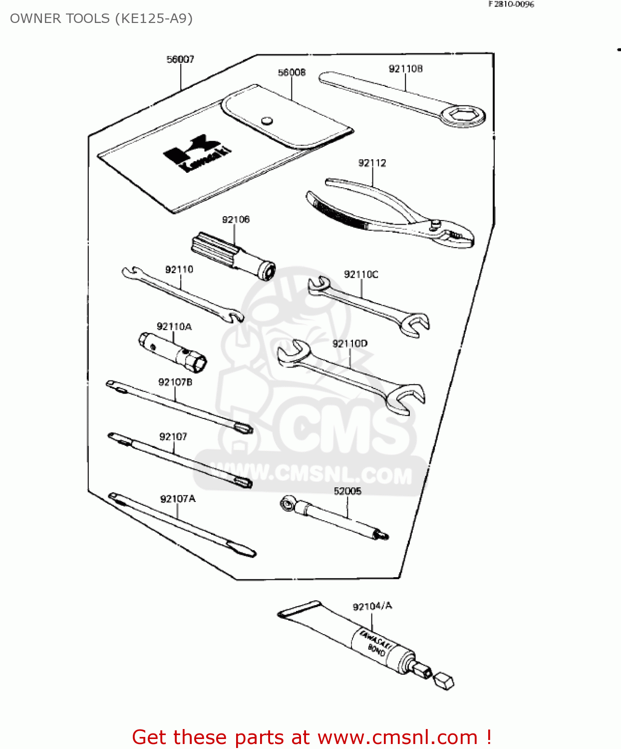 OWNER TOOLS (KE125-A9) KE125-A8 KE125 1981 USA CANADA