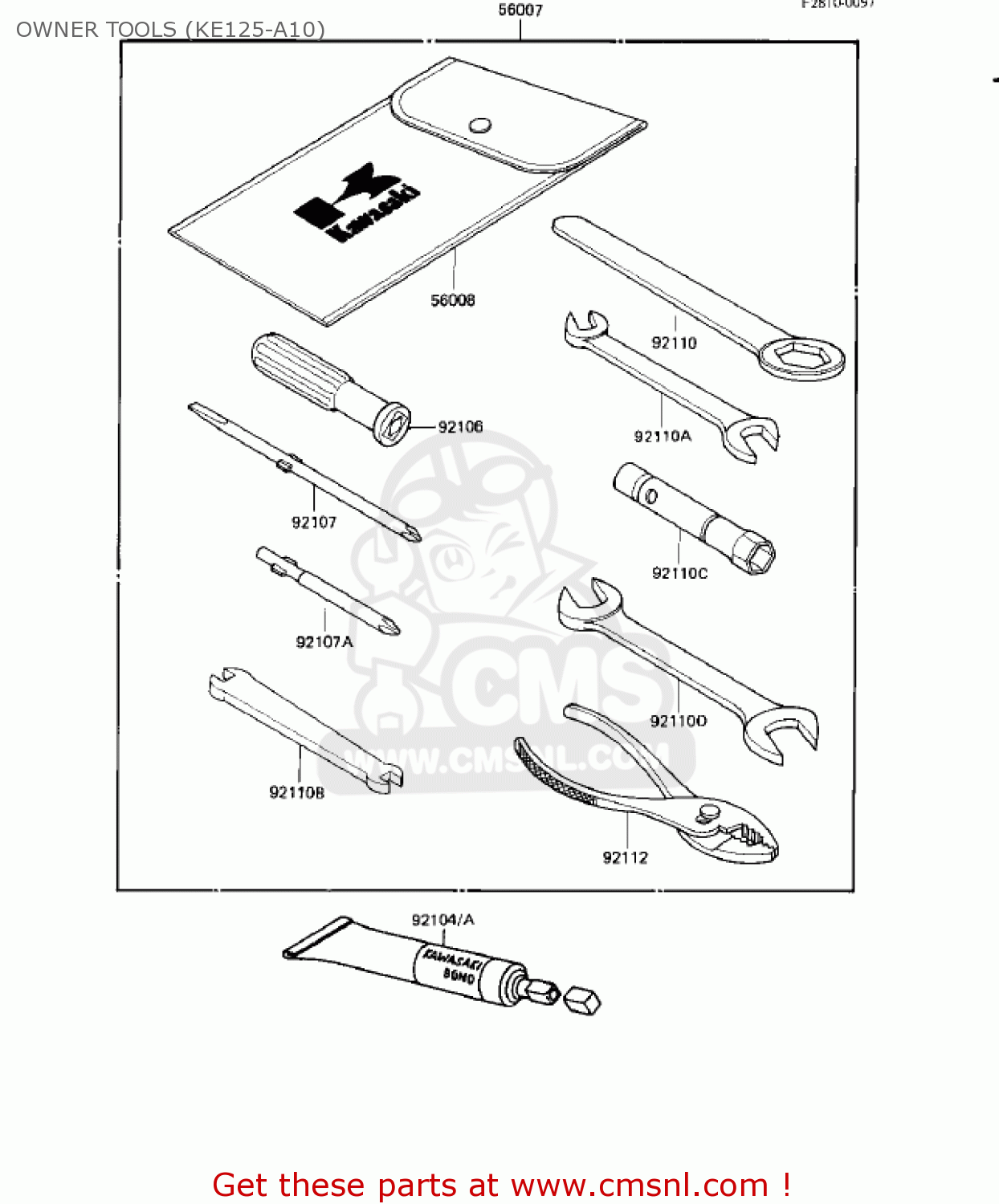 OWNER TOOLS (KE125-A10) KE125-A8 KE125 1981 USA CANADA