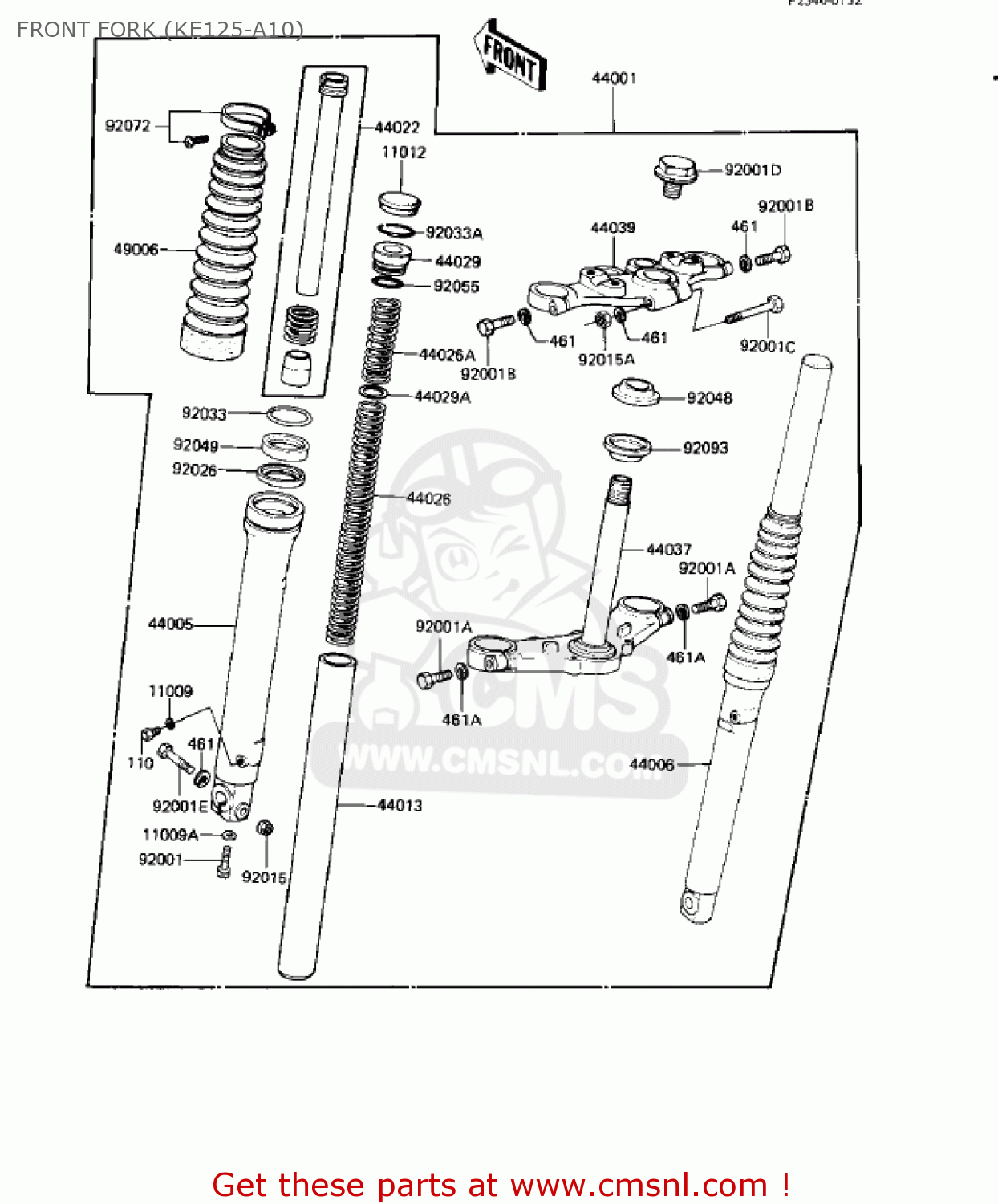 FRONT FORK (KE125-A10) KE125-A8 KE125 1981 USA CANADA