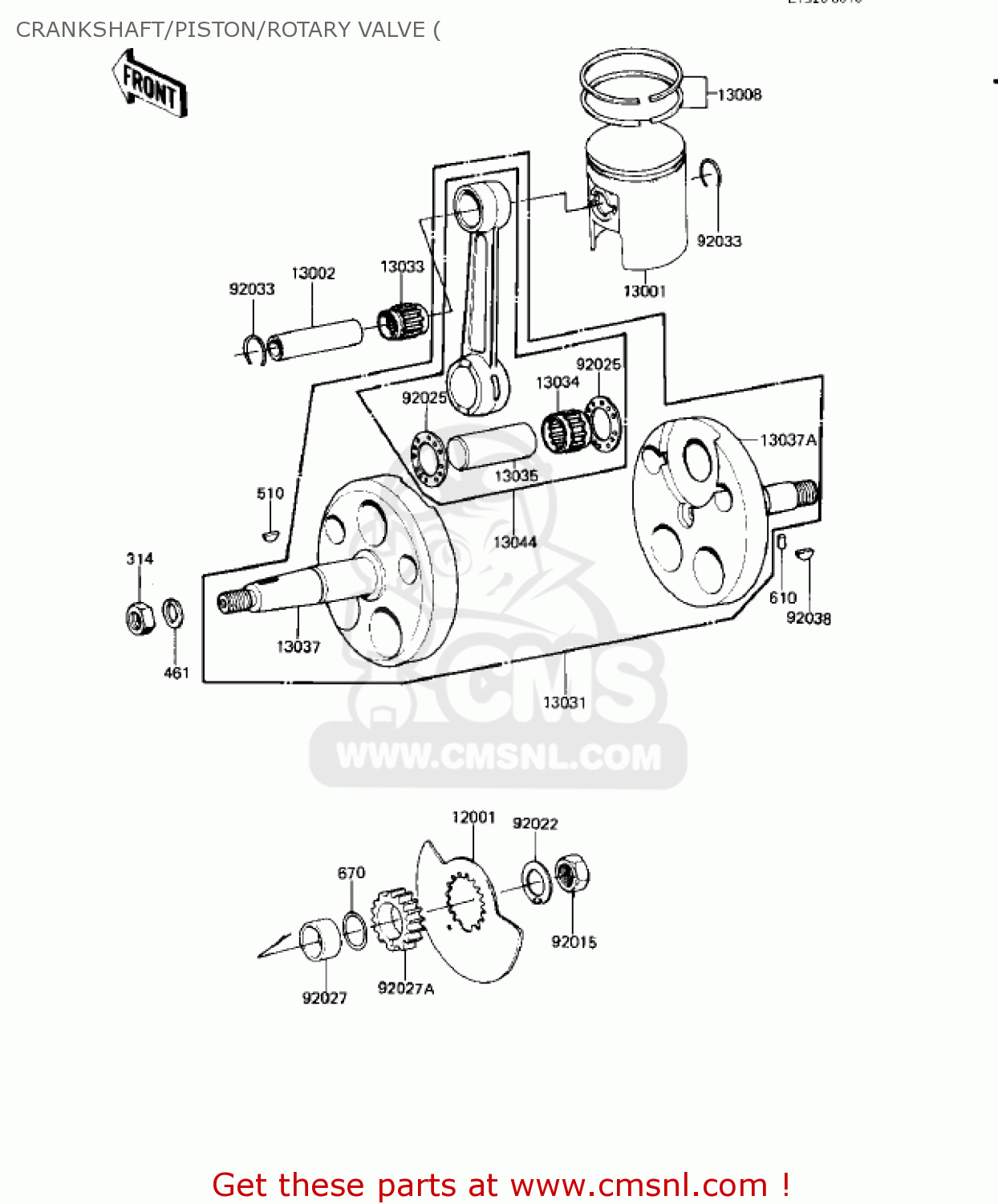 CRANKSHAFT/PISTON/ROTARY VALVE ( KE125-A8 KE125 1981 USA CANADA