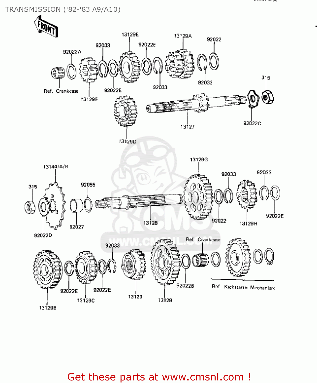 TRANSMISSION ('82-'83 A9/A10) KE125-A8 KE125 1981 USA CANADA