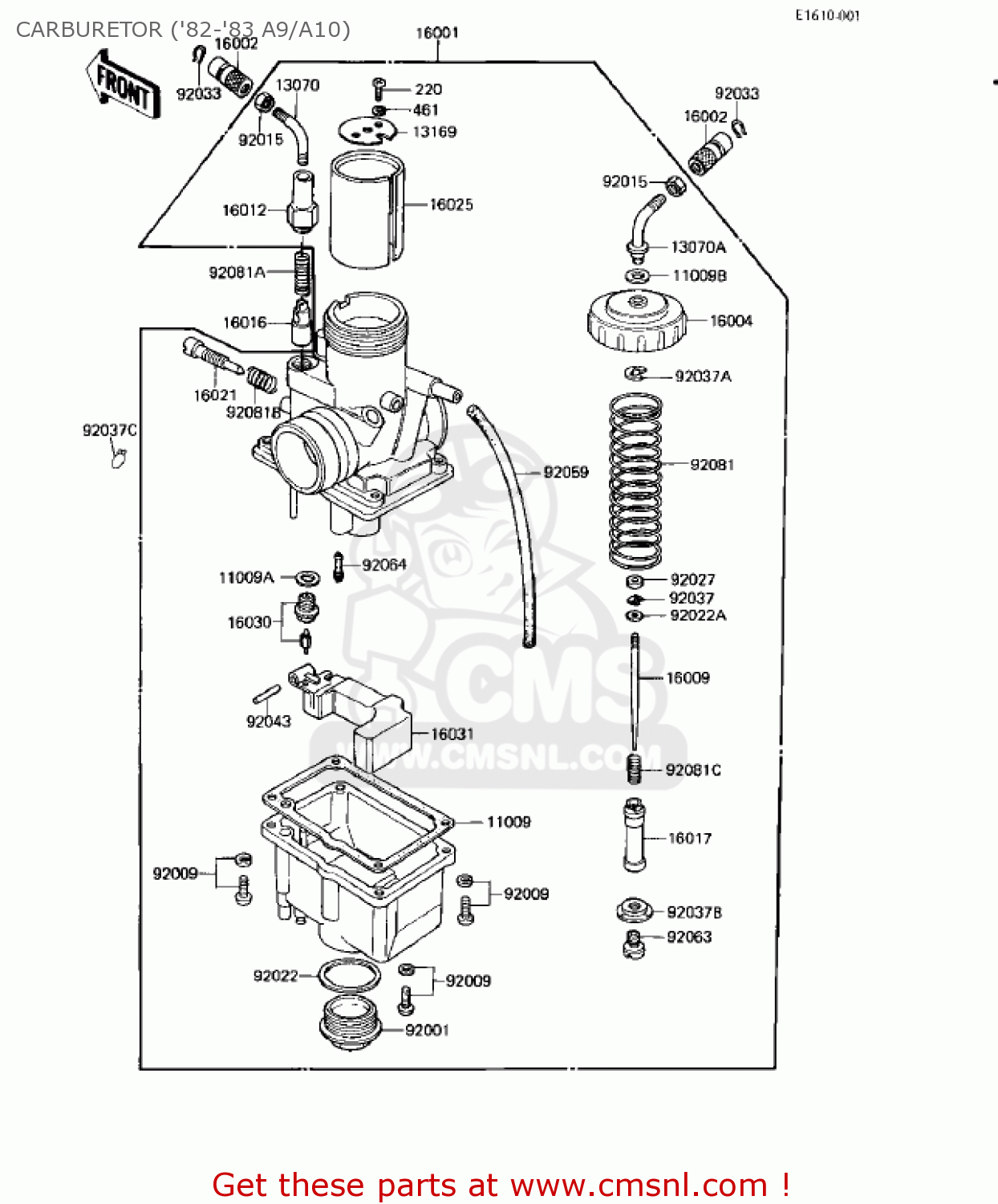 CARBURETOR ('82-'83 A9/A10) KE125-A8 KE125 1981 USA CANADA