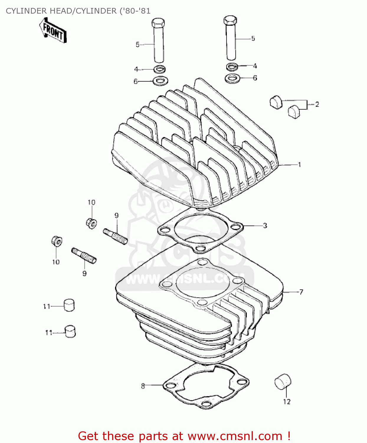 CYLINDER HEAD/CYLINDER ('80-'81 KE125-A8 KE125 1981 USA CANADA