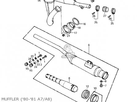 MUFFLER ('80-'81 A7/A8) - KE125-A8 KE125 1981 USA CANADA