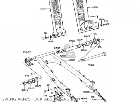 SWING ARM/SHOCK ABSORBERS ('82-' - KE125-A8 KE125 1981 USA CANADA