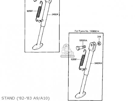 STAND ('82-'83 A9/A10) - KE125-A8 KE125 1981 USA CANADA