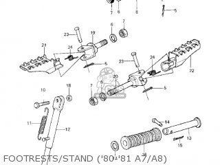 FOOTRESTS/STAND ('80-'81 A7/A8) - KE125-A8 KE125 1981 USA CANADA