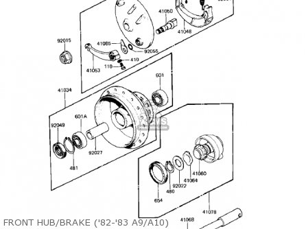 FRONT HUB/BRAKE ('82-'83 A9/A10) - KE125-A8 KE125 1981 USA CANADA