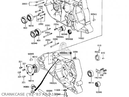CRANKCASE ('82-'83 A9/A10) - KE125-A8 KE125 1981 USA CANADA