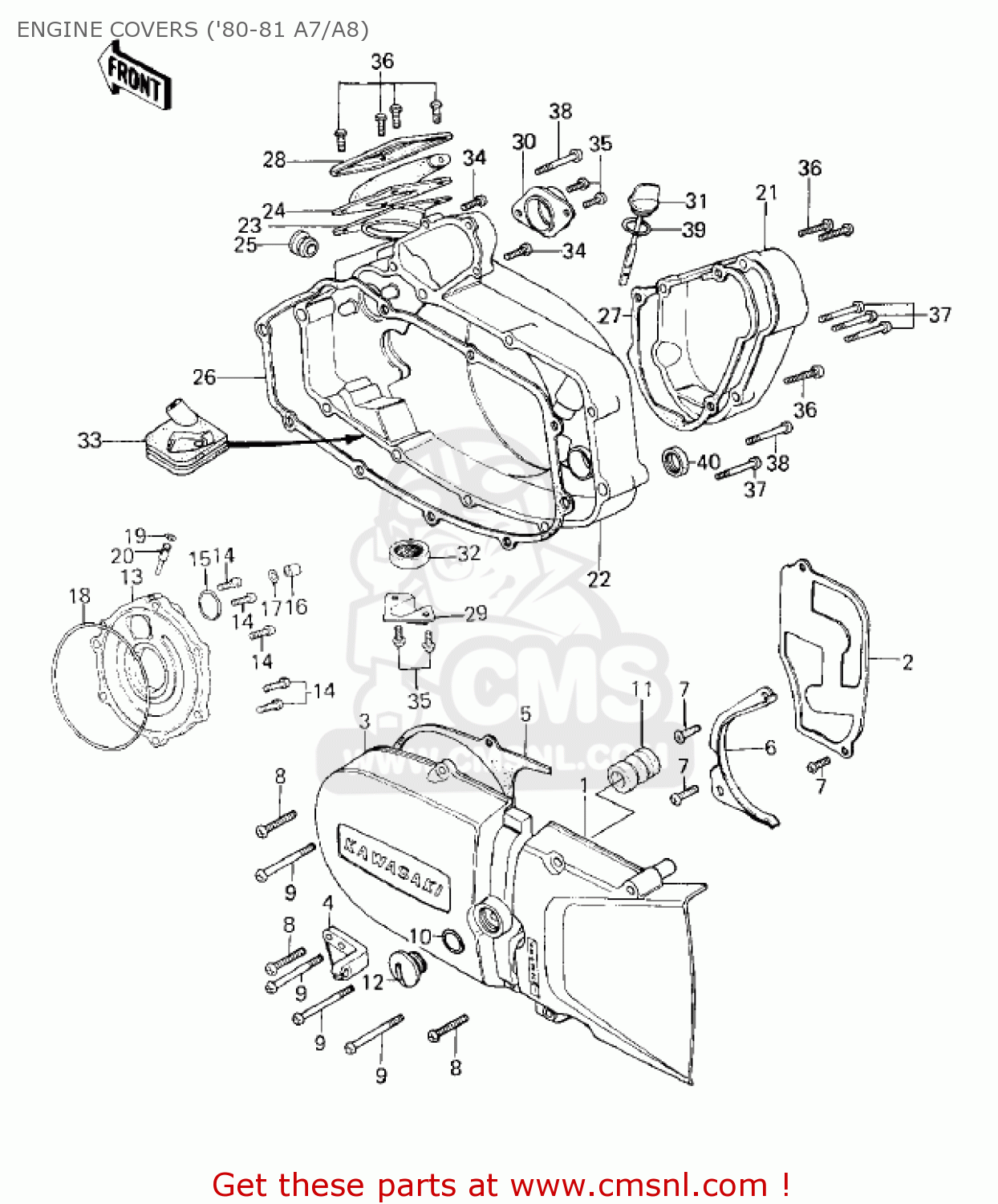 ENGINE COVERS ('80-81 A7/A8) KE125-A9 KE125 1982 USA CANADA