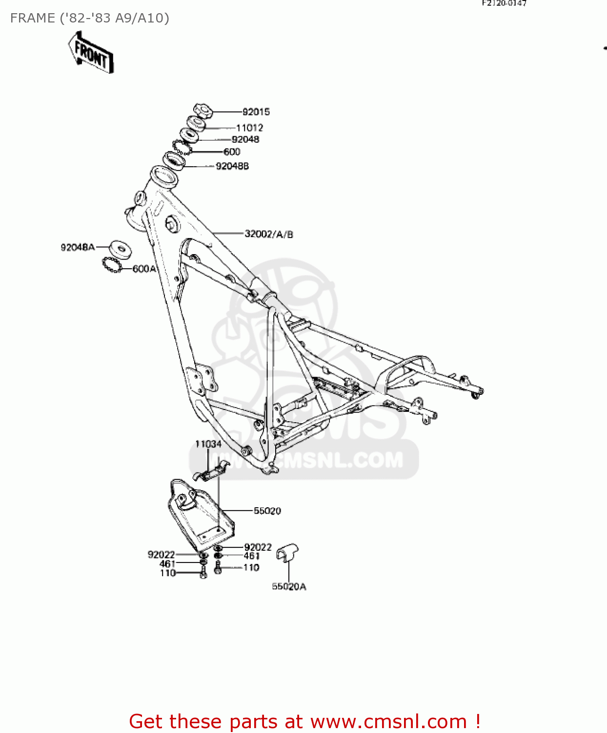 FRAME ('82-'83 A9/A10) KE125-A9 KE125 1982 USA CANADA