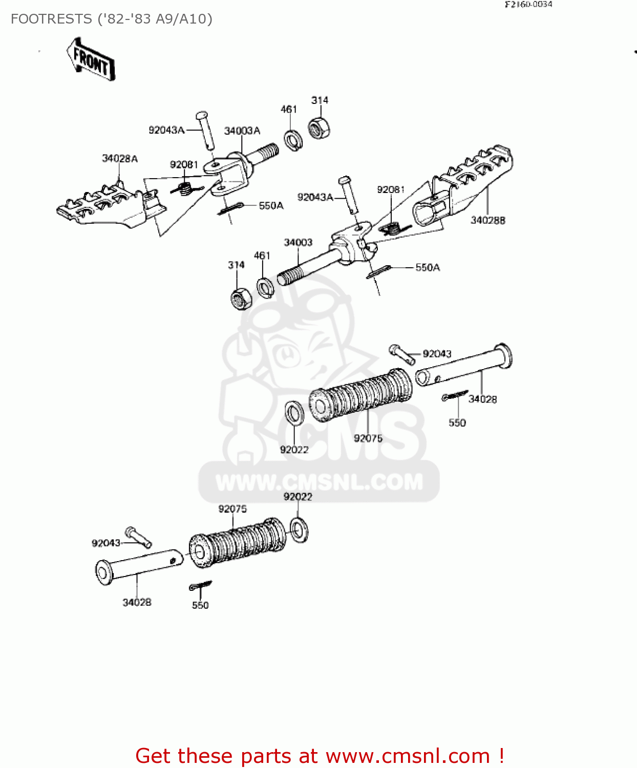 FOOTRESTS ('82-'83 A9/A10) KE125-A9 KE125 1982 USA CANADA