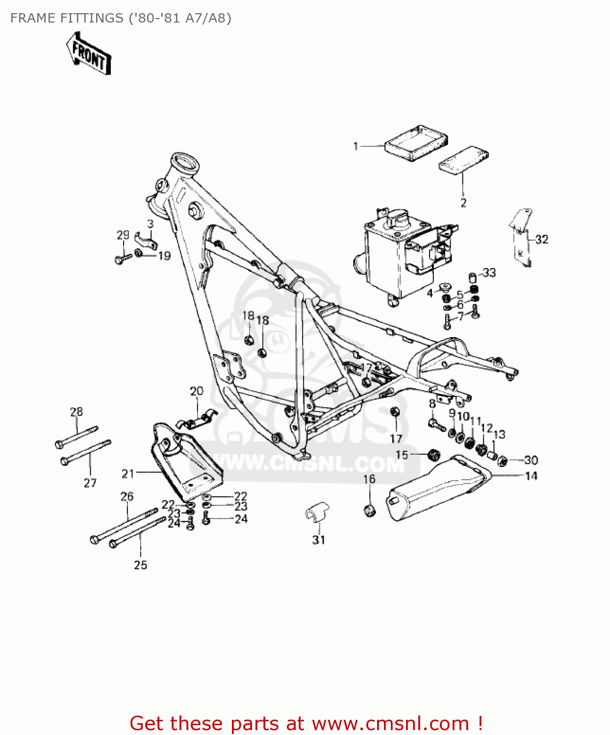 FRAME FITTINGS ('80-'81 A7/A8) KE125-A9 KE125 1982 USA CANADA