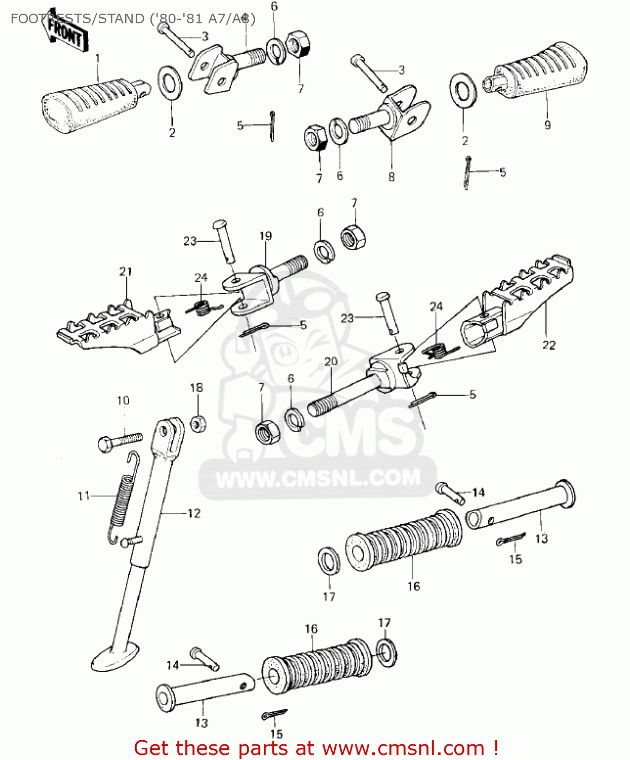 FOOTRESTS/STAND ('80-'81 A7/A8) KE125-A9 KE125 1982 USA CANADA
