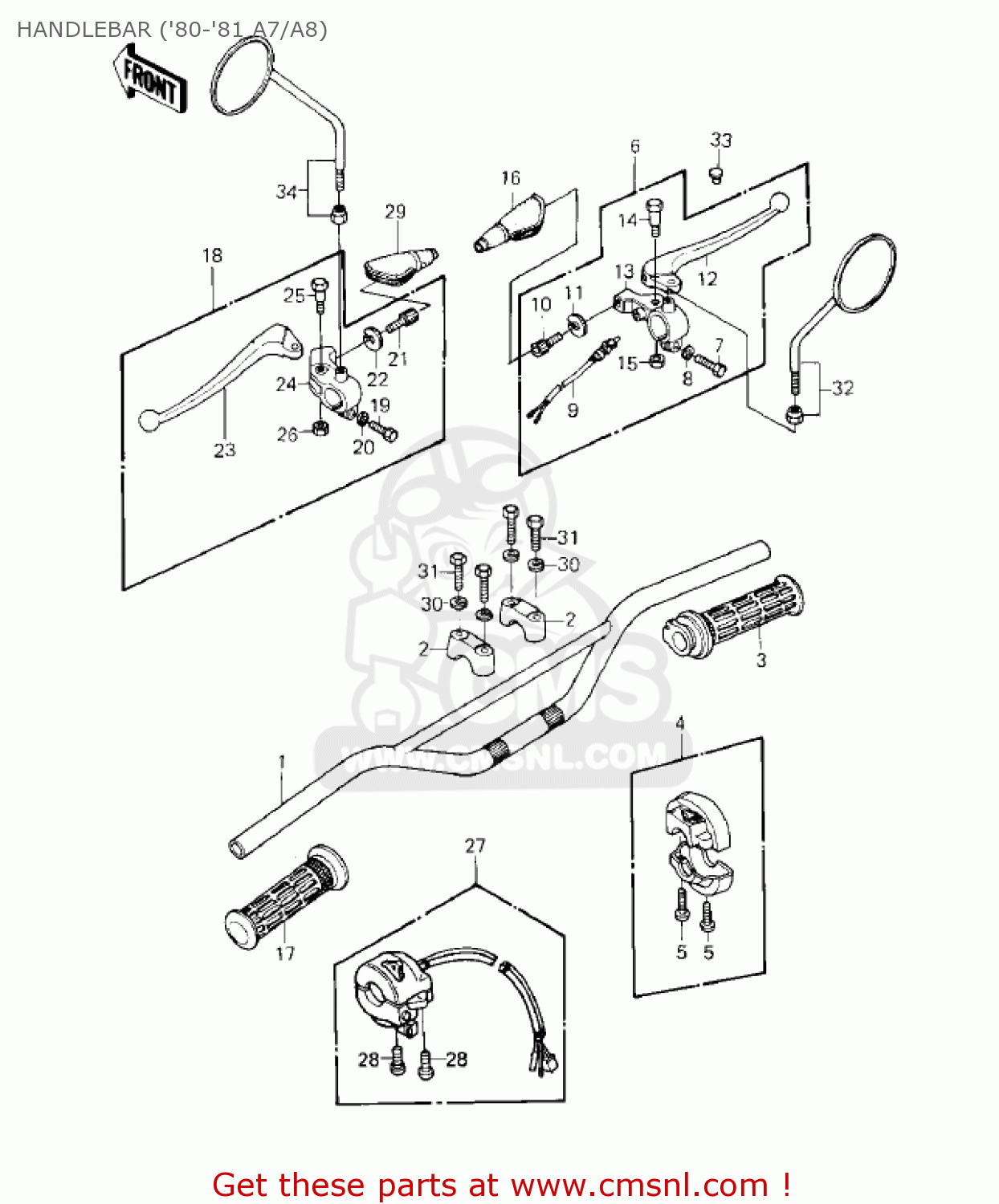 HANDLEBAR ('80-'81 A7/A8) KE125-A9 KE125 1982 USA CANADA