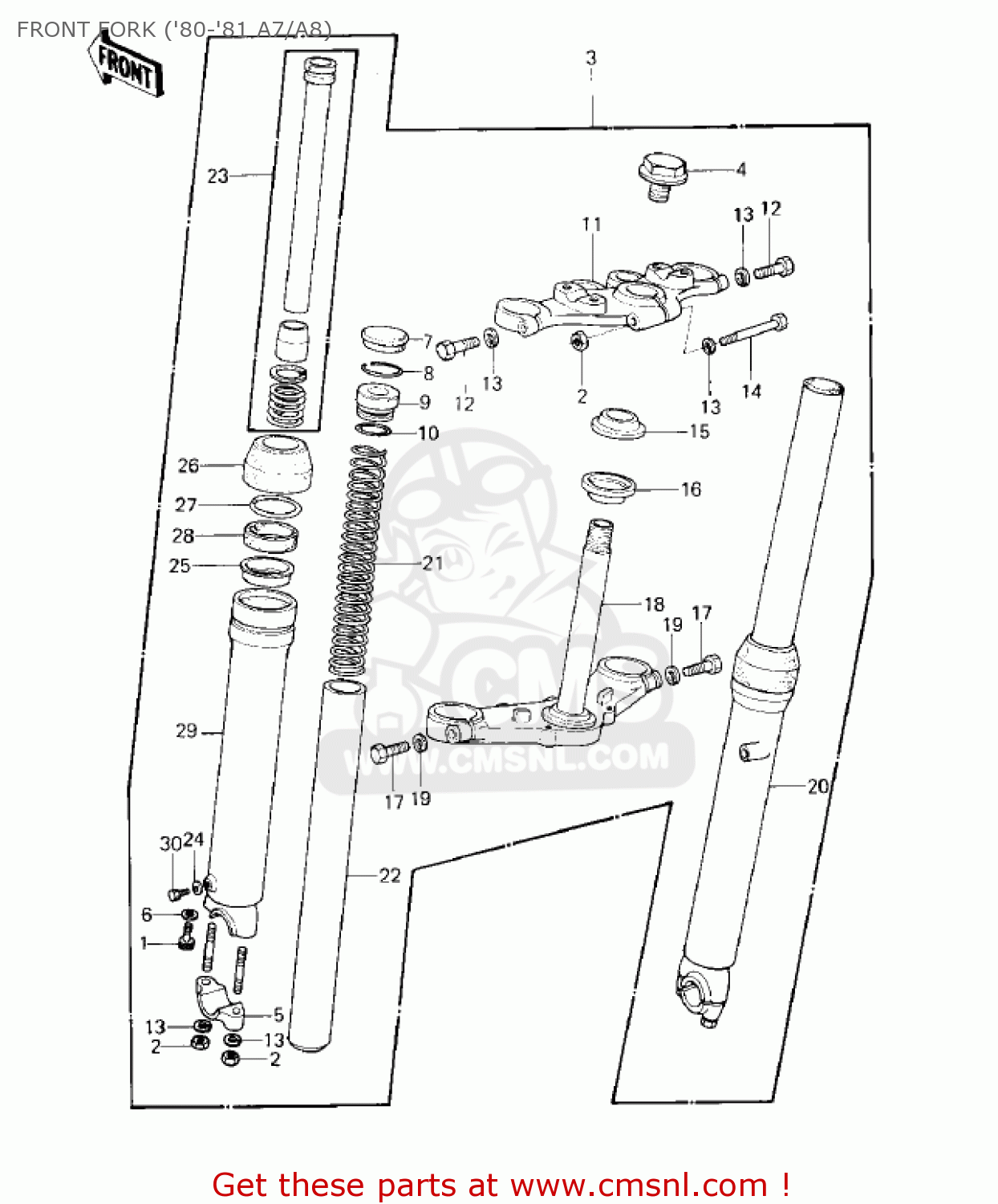 FRONT FORK ('80-'81 A7/A8) KE125-A9 KE125 1982 USA CANADA