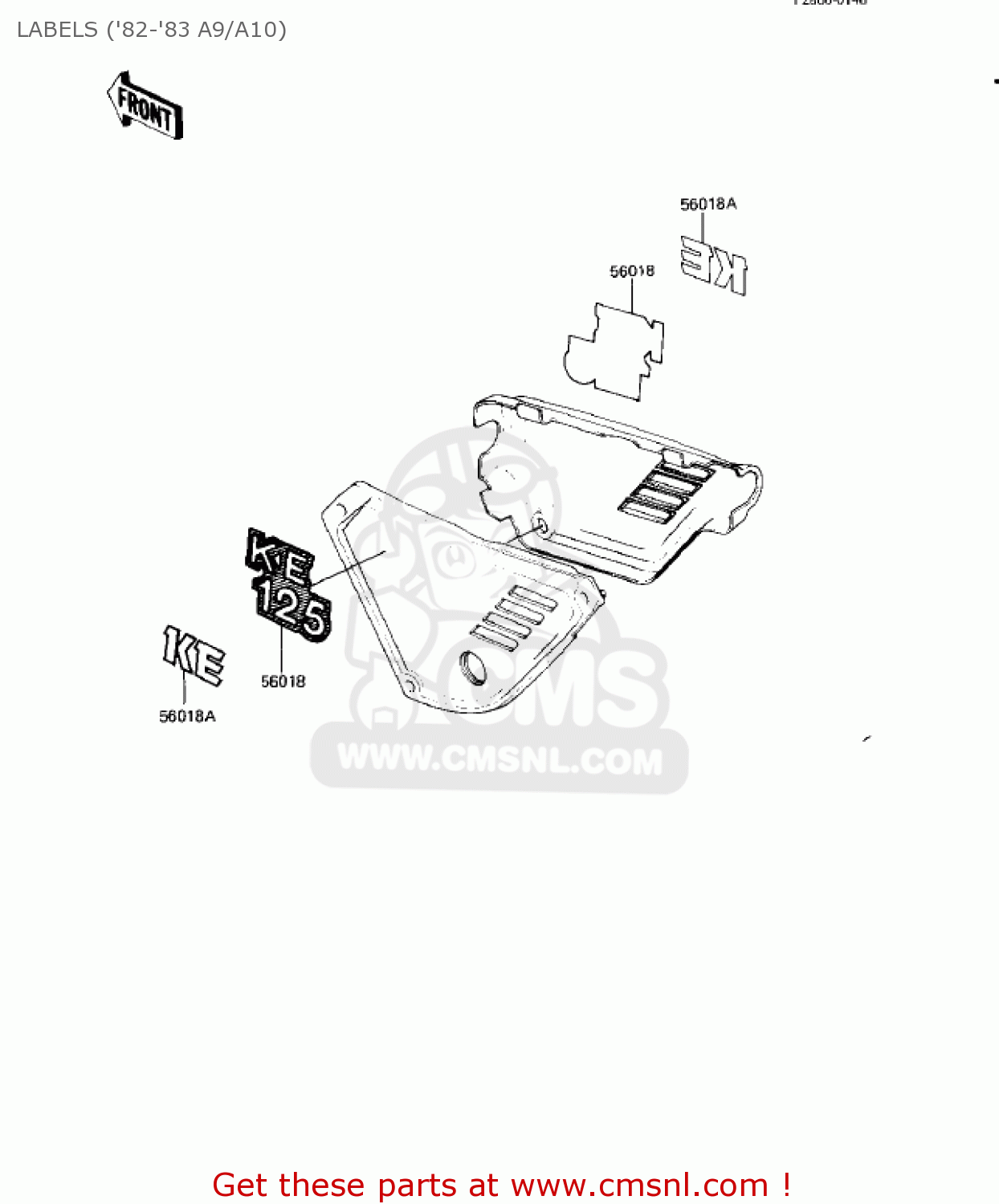 LABELS ('82-'83 A9/A10) KE125-A9 KE125 1982 USA CANADA