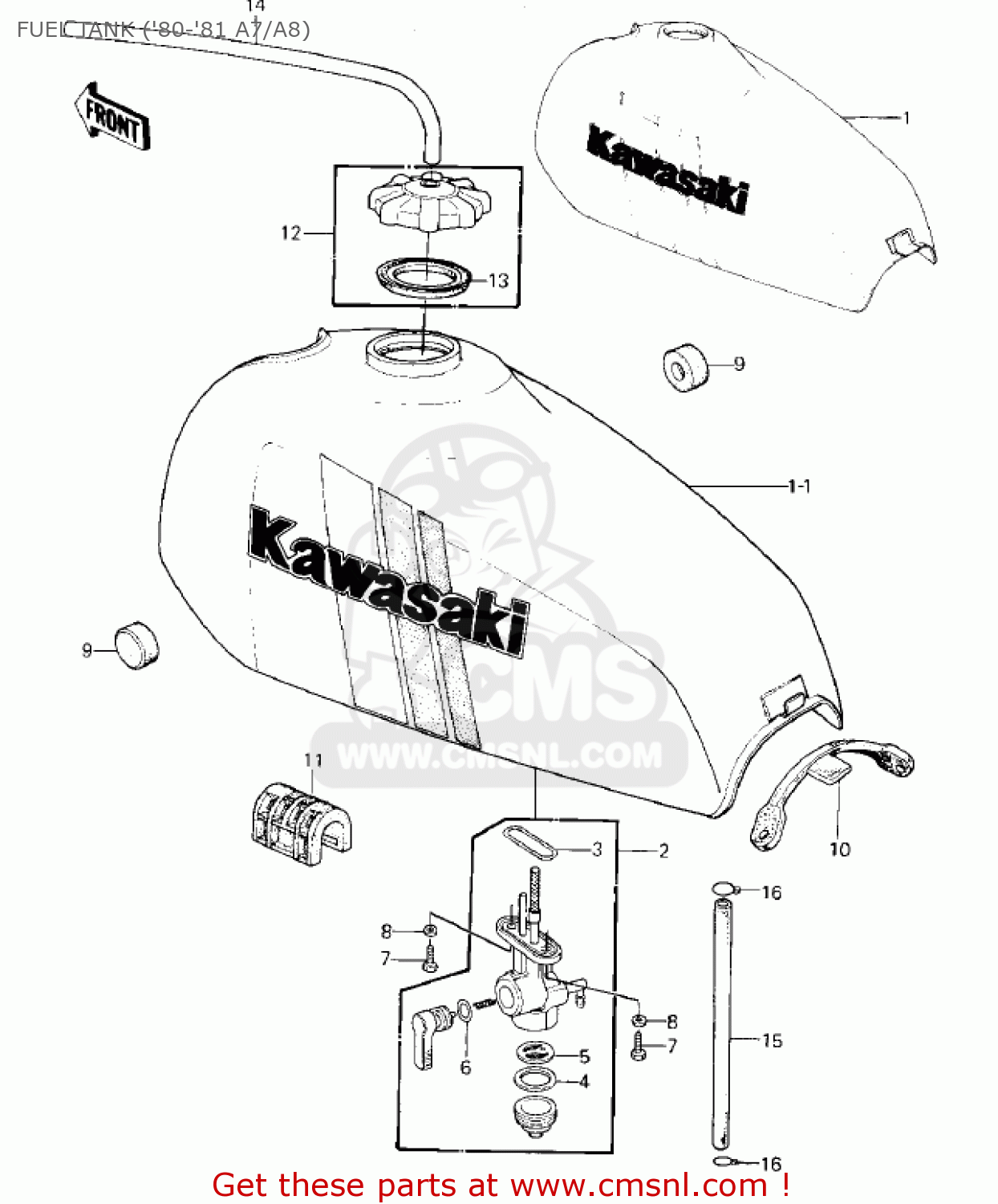 FUEL TANK ('80-'81 A7/A8) KE125-A9 KE125 1982 USA CANADA