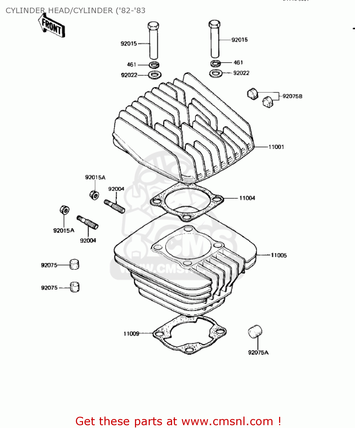 CYLINDER HEAD/CYLINDER ('82-'83 KE125-A9 KE125 1982 USA CANADA