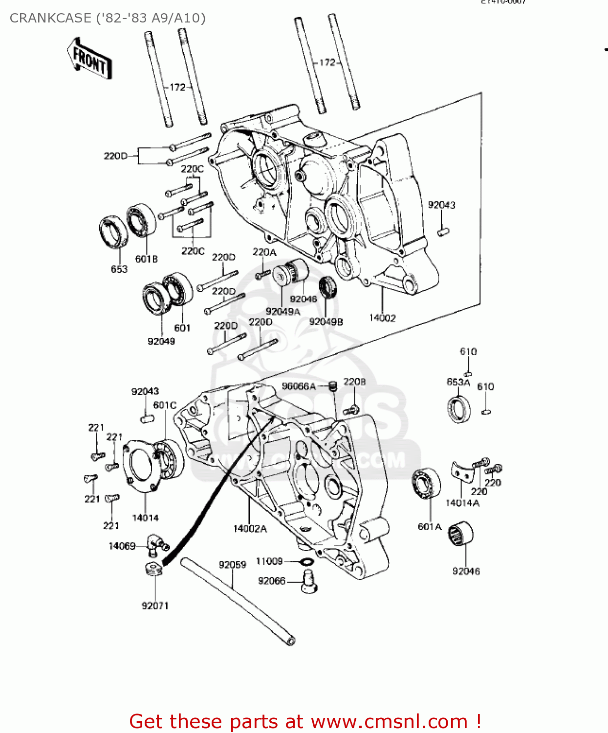 CRANKCASE ('82-'83 A9/A10) KE125-A9 KE125 1982 USA CANADA