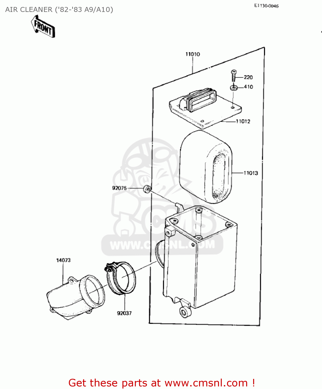 AIR CLEANER ('82-'83 A9/A10) KE125-A9 KE125 1982 USA CANADA