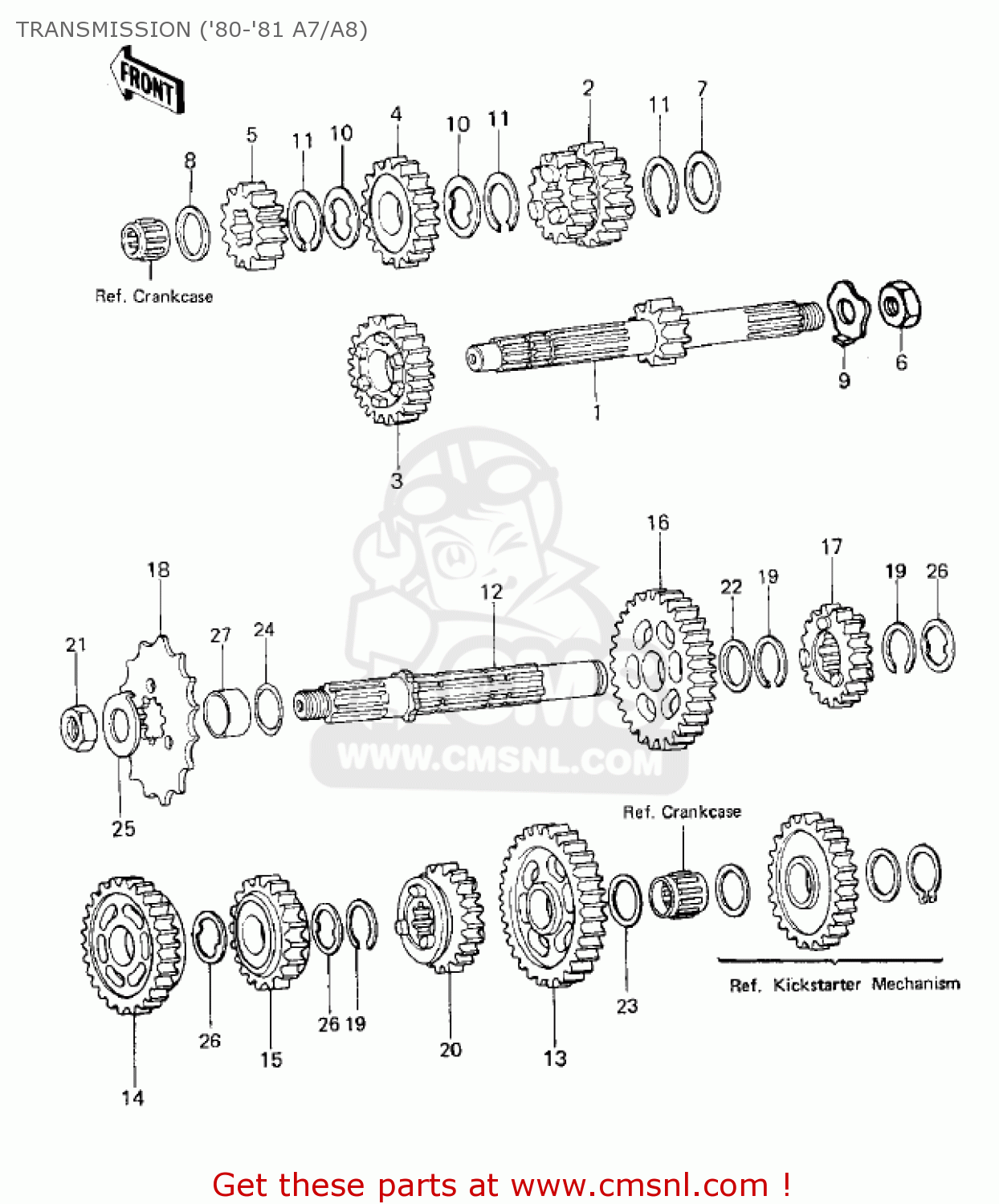 TRANSMISSION ('80-'81 A7/A8) KE125-A9 KE125 1982 USA CANADA