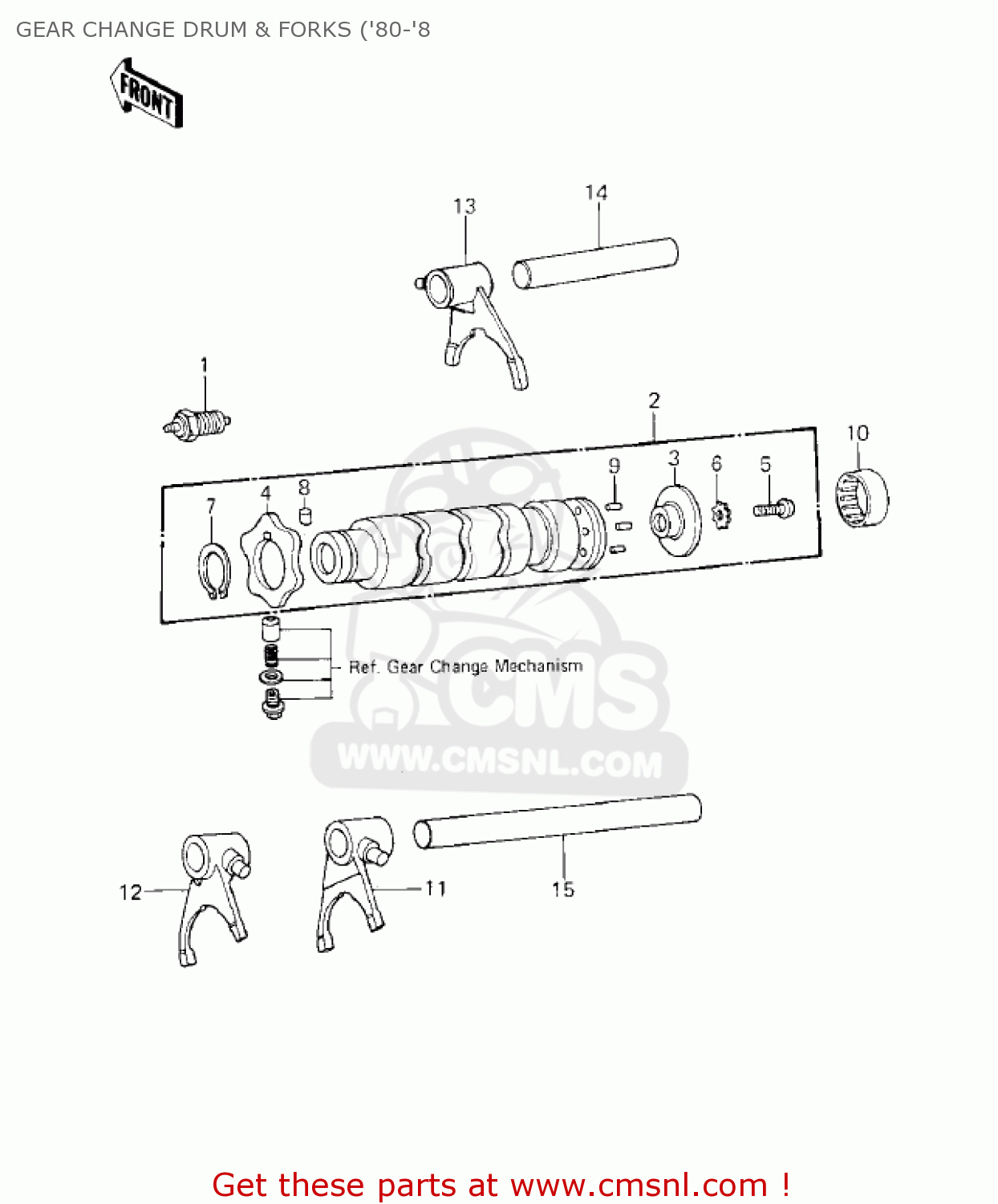 GEAR CHANGE DRUM & FORKS ('80-'8 KE125-A9 KE125 1982 USA CANADA