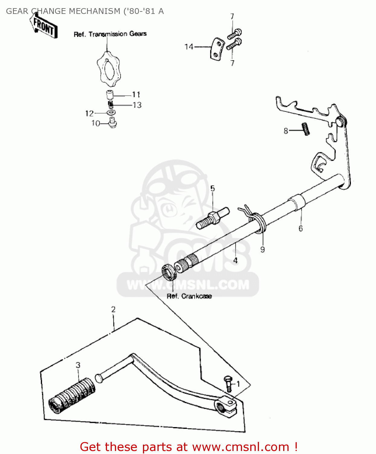 GEAR CHANGE MECHANISM ('80-'81 A KE125-A9 KE125 1982 USA CANADA