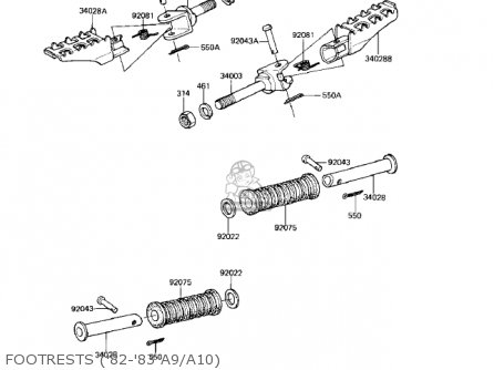FOOTRESTS ('82-'83 A9/A10) - KE125-A9 KE125 1982 USA CANADA
