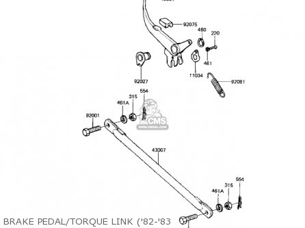 BRAKE PEDAL/TORQUE LINK ('82-'83 - KE125-A9 KE125 1982 USA CANADA