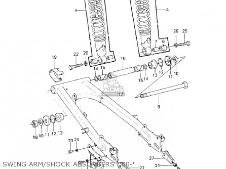 SWING ARM/SHOCK ABSORBERS ('80-' - KE125-A9 KE125 1982 USA CANADA