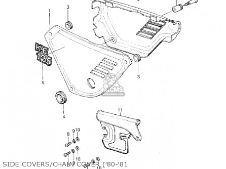SIDE COVERS/CHAIN COVER ('80-'81 - KE125-A9 KE125 1982 USA CANADA