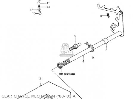 GEAR CHANGE MECHANISM ('80-'81 A - KE125-A9 KE125 1982 USA CANADA